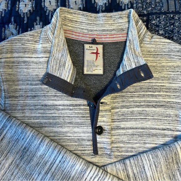 Relwen heathered gray button mock neck pullover - Picture 3 of 8